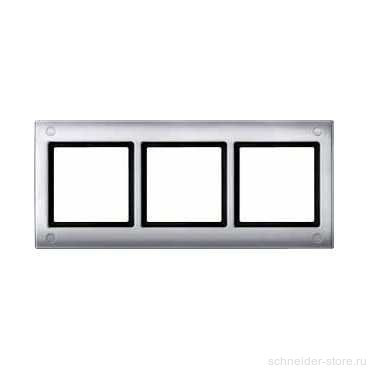 Aquadesign Рамка 3-ная, винт. крепл., заглушка, IP44, алюм.
