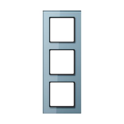 Рамка для вертикальной и горизонтальной установки, 3 поста; стекло; серо-голубой; A CREATION, AC583GLBLGR