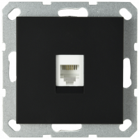Телефонная розетка RJ11 с накладкой, цвет черный матовый (soft touch), G6101PB, Jasmart Electric Телефонная розетка RJ11 с накладкой, цвет черный матовый (soft touch), G6101PB, Jasmart Electric