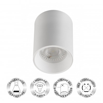 Denkirs DK3110-WH Светильник накладной IP 20, 10 Вт, GU5.3, LED, белый, пластик