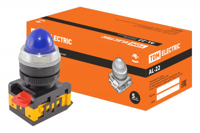 Лампа AL-22 сигнальная d22мм синий неон/230В цилиндр TDM Electric, SQ0702-0036