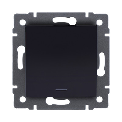 Выключатель 1-клавишный 10А/250В с LED подсветкой, изогнутый, черный Kollinger REA-R-002BK для Aspekt, Eleganz, Reflex