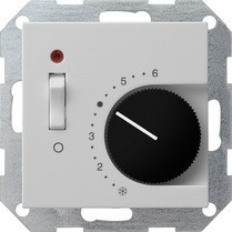 0392015 Gira Терморегулятор с размыкающим контактом. выключателем и контрольной лампой