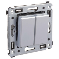 4404104 - ДКС Выключатель двухклавишный в стену, "Avanti", "Закаленная сталь"