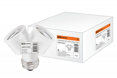 Переходник Е27-2хЕ27, белый, TDM Electric, SQ0335-0025