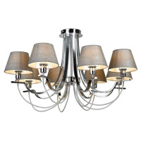 LUSSOLE COCHISE Люстра потолочная, цвет основания - хром, плафон - ткань (цвет - серый), 8x40W E14, LSP-8090