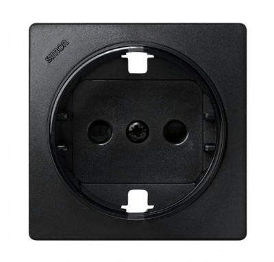 Simon S73Loft Накладка со шторками на мех-зм розетки 2К+З 73432-39, графит, 73041-62