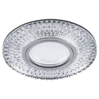 Светильник потолочный встраиваемый со светодиодной подсветкой 15LED*2835 SMD 4000K, MR16 50W G5.3, прозрачный, хром, CD943 с драйвером в комплекте, Feron 32991