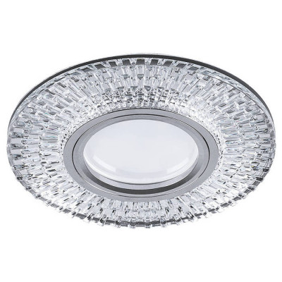 Светильник потолочный встраиваемый со светодиодной подсветкой 15LED*2835 SMD 4000K, MR16 50W G5.3, прозрачный, хром, CD943 с драйвером в комплекте, Feron 32991