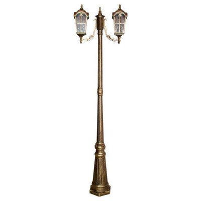 Светильник садово-парковый, 2*60W 230V E27 черное золото, PL109, Feron 11301