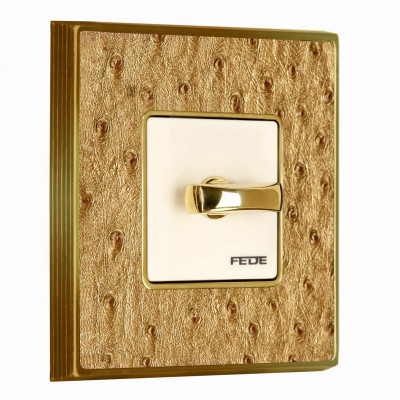 Fede Выключатель 1-клавишный, тумблерный, цвет бежевый - Alienagold + Bright Gold, серия Belle Epoque Tapestry