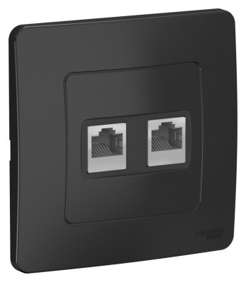 BLNIS045456 - BLANCA С/У РОЗЕТКА двойная компьютерная RJ45, кат.5E, АНТРАЦИТ, Systeme Electric