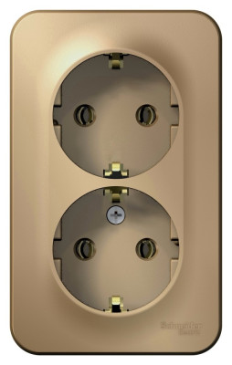 BLANCA О/У РОЗЕТКА двойная с заземл. без штор. ИЗОЛ.ПЛ.,16А, 250В, ТИТАН