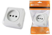 Розетка 2П открытой установки IP20 10А, белая "Ладога" TDM Electric, SQ1801-0013