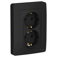 BLANCA С/У РОЗЕТКА двойная с заземлением без шторок, 16А, 250В, АНТРАЦИТ BLANCA С/У РОЗЕТКА двойная с заземлением без шторок, 16А, 250В, АНТРАЦИТ