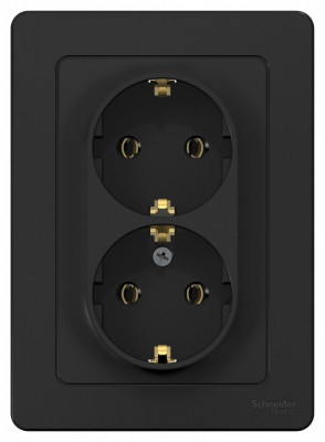 BLANCA С/У РОЗЕТКА двойная с заземлением без шторок, 16А, 250В, АНТРАЦИТ