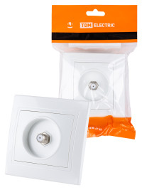 Розетка телевизионная типа F (SAT) белая "Таймыр" TDM Electric, SQ1814-0032