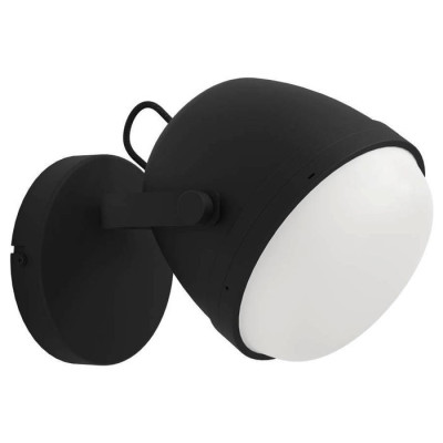 390081 Бра UPANEMA, 1x28W, E27, L185, H170, A235, сталь, черный//стекло, белый, 390081