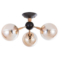 Arte Lamp BOSTON, Светильник потолочный, цвет арматуры - черный, цвет плафона/декора - янтарный, 3x40W E27, A4485PL-3BK