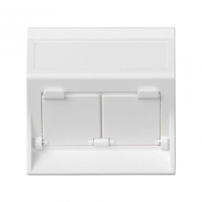 Simon Cima 500 Белый Адаптер для 2 шт RJ-45 CJ545.., CJ645.., CJ6A45F + MD67, наклон, крышки, 50х50мм, 50000086-030