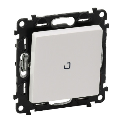 Legrand Valena LIFE.Переключатель 10АХ 250В с подсветкой,с лицевой панелью.Безвинтовые зажимы.Белый, 752426