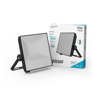 Прожектор Gauss EVO 10W 900lm 6500K 100-240V IP65 черный LED 1/30, 687511310