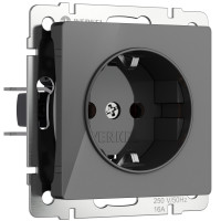 Werkel W1171144/ Розетка с заземлением и шторками (графит акрил), a064091