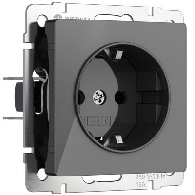 Werkel W1171144/ Розетка с заземлением и шторками (графит акрил), a064091