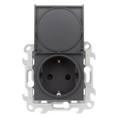 Simon Розетка 2К+З Schuko IP44, графит, 2450448-038