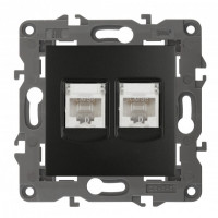 ЭРА 14-3108-05 Elegance Антрацит Розетка комп 2xRJ45