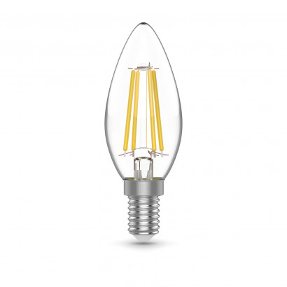 Лампа Gauss Basic Filament Свеча 5,5W 530lm 4100К Е14 LED (3 лампы в упаковке) 1/20, 1031126T