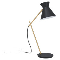 98864 Настольная лампа AMEZAGA, 1Х10W, E27, L355, B160, H575, основание: ?170, сталь, черный/латунь