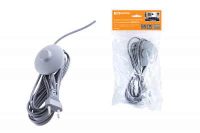 Шнур с ножным выключателем и плоской вилкой ШУН01В ШВВП 2х0,75мм2 3,5м. серебр. металлик TDM Electric, SQ1305-0065