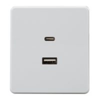 Розетка ROUND USB-A+Type-C 3А с функцией быстрой зарядки перламутр KRANZ, KR-78-0734-1