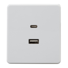 Розетка ROUND USB-A+Type-C 3А с функцией быстрой зарядки перламутр KRANZ, KR-78-0734-1