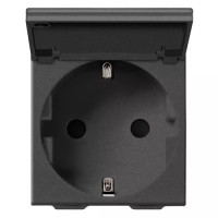 Vimar Розетка 2P+T 16A немецкий стандарт с крышкой, карбон матовый, 09208.C.CM Vimar Розетка 2P+T 16A немецкий стандарт с крышкой, карбон матовый, 09208.C.CM