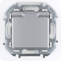 Legrand Розетка с заземлением IP44 - Legrand Inspiria - со шторками с защитной крышкой 16А 250В винтовые зажимы - алюминий, 673742
