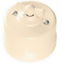 Bironi Выключатель 1кл. проходной, пластик, цвет Слоновая кость, B1-201-211