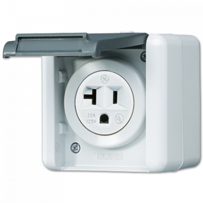 USA-стандарт NEMA, 2 полюса + заземление, 20А 125V~; для накладного монтажа, 821-20USW