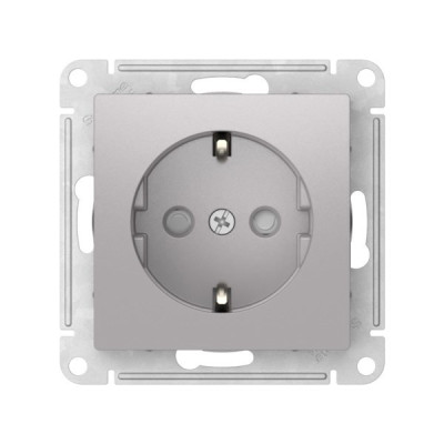 ATN000345S - ATLASDESIGN РОЗЕТКА с заземлением со шторками, 16А, механизм, быстрозажим. клем., АЛЮМИНИЙ, Systeme Electric