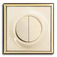 ABB Выключатель 2-клавишный, вставка - слоновая кость, рамка - золото, серия Impus