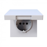 FD5505W - Розетка SCHUKO© с крышкой и защитными шторками 16A 250V~ 2P+T, цвет белый глянцевый, JASMART Electric