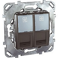 MGU5.2424.12ZD - Unica top розетка компьют., rj45, двойная, кат. 6, с полем для надп., графит