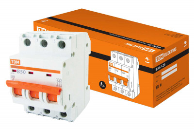 Авт. выкл.ВА47-29 3Р 50А 4,5кА х-ка В TDM Electric, SQ0206-0047