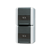 Двойная горизонтальная SCHUKO розетка IP44 16A 250V~, защита от детей, 822KINAW