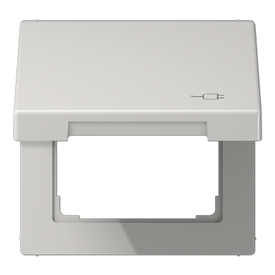 Рамка с подпружиненной крышкой для механизмов 50*50, с символом "Вилка", LS990BFKLSOCLG