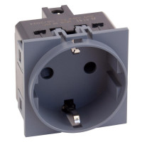 Розетка 220V с/з со шторками, винтовой зажим 16A (Грифель матовый) Meiton, AL4141