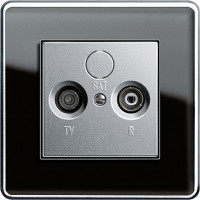 Gira Телевизионная розетка, матовый алюминий - черное стекло,серия Esprit Glass C