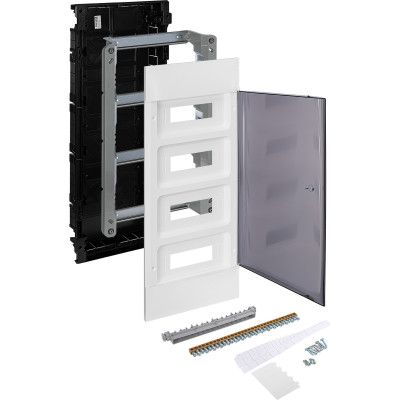 135554 Пластиковый щиток Legrand Practibox S для встраиваемого монтажа, цвет двери "Дымчатый", 4X12