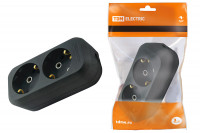 Колодка розеточная 2 гнезда 2П+З 16А 250В черная TDM Electric, SQ1806-0115